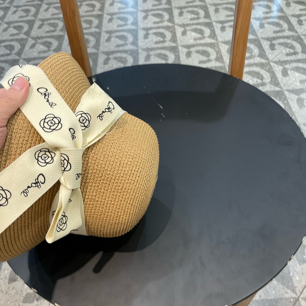    Chanel2024新款香奈儿名媛风草帽，沙滩🏖️帽，头围57cm