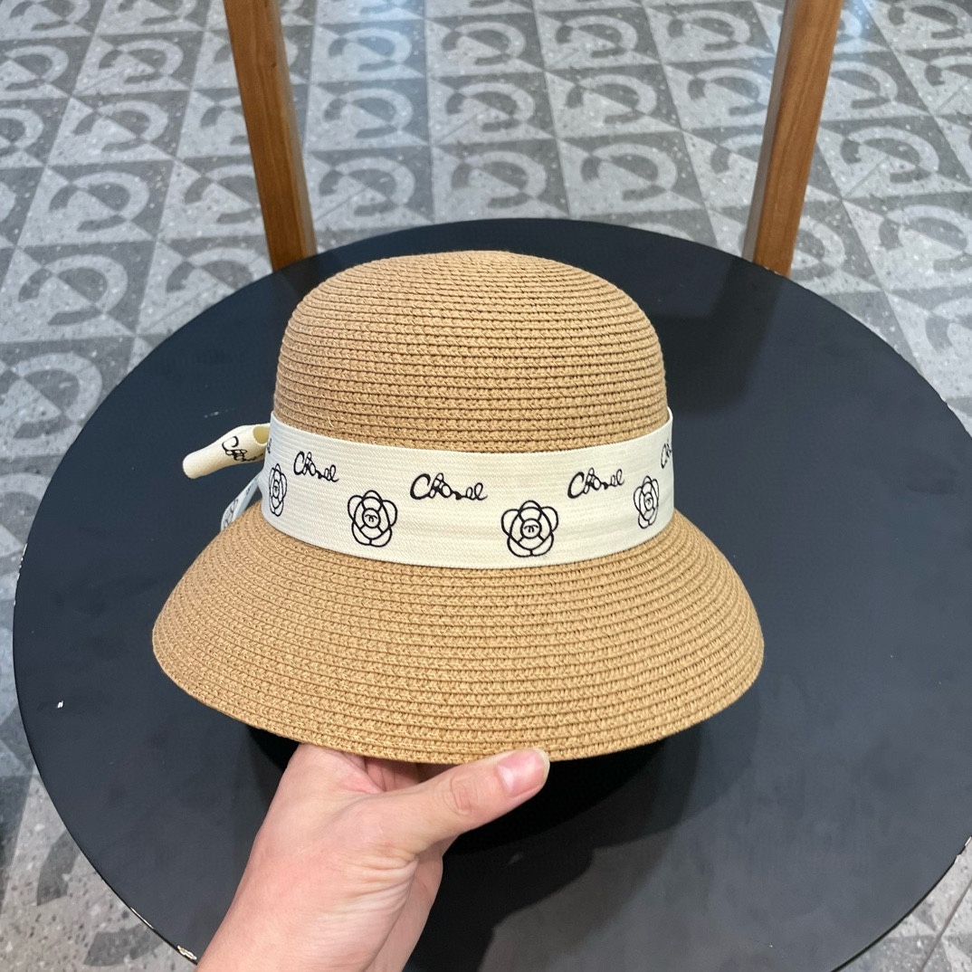    Chanel2024新款香奈儿名媛风草帽，沙滩🏖️帽，头围57cm
