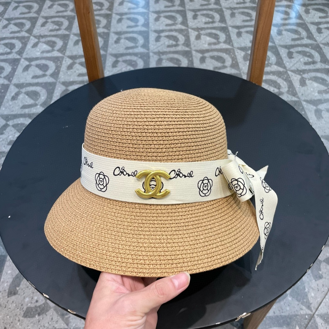    Chanel2024新款香奈儿名媛风草帽，沙滩🏖️帽，头围57cm