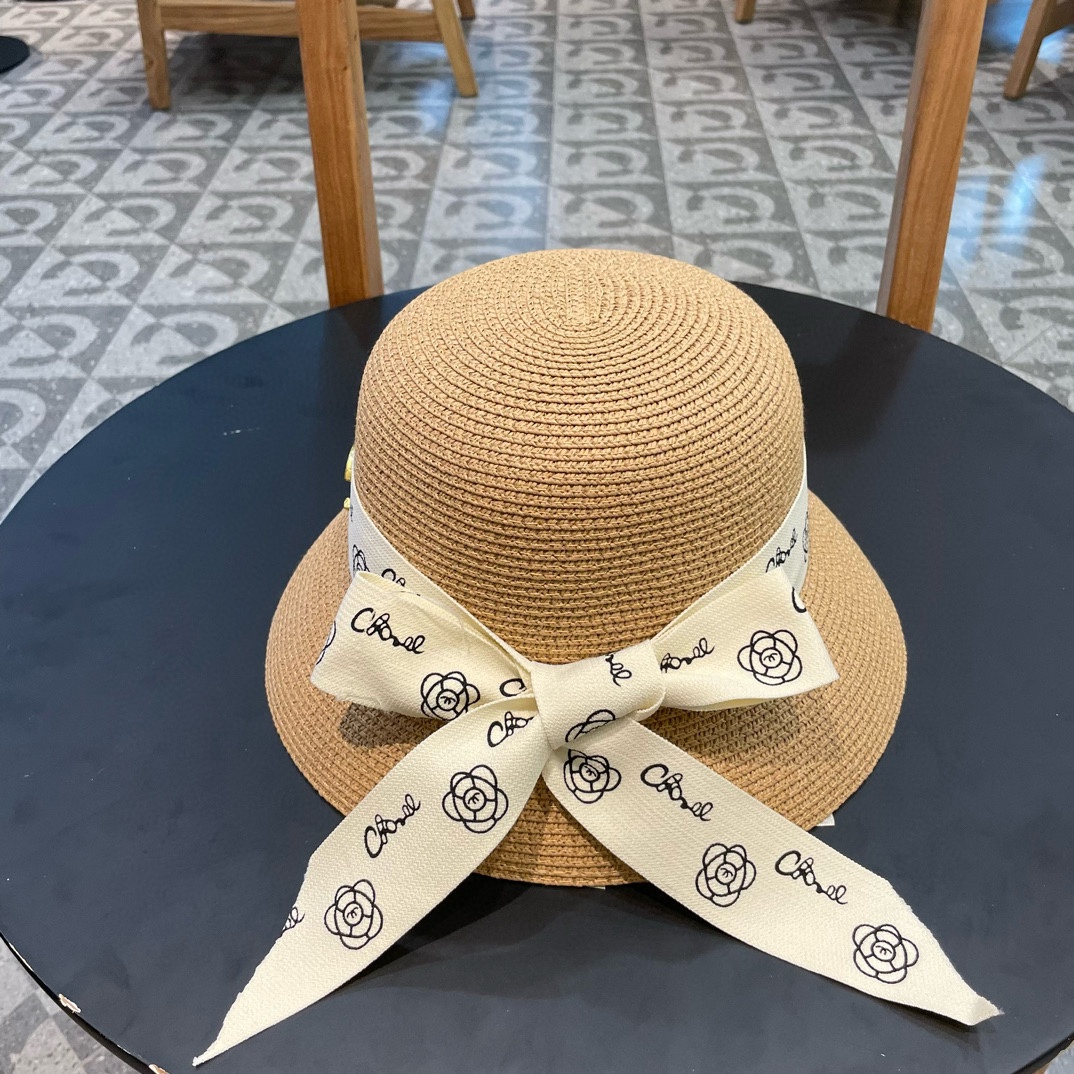    Chanel2024新款香奈儿名媛风草帽，沙滩🏖️帽，头围57cm