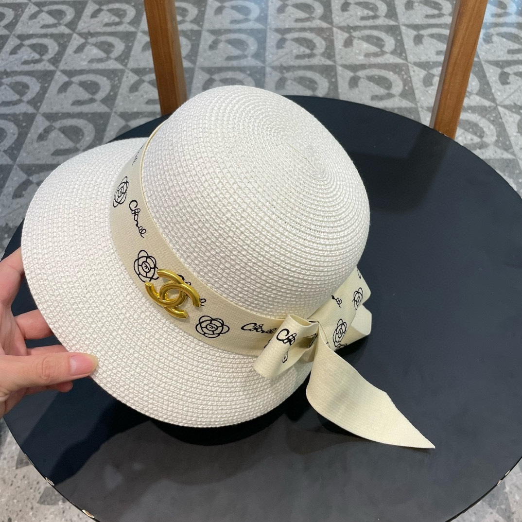    Chanel2024新款香奈儿名媛风草帽，沙滩🏖️帽，头围57cm