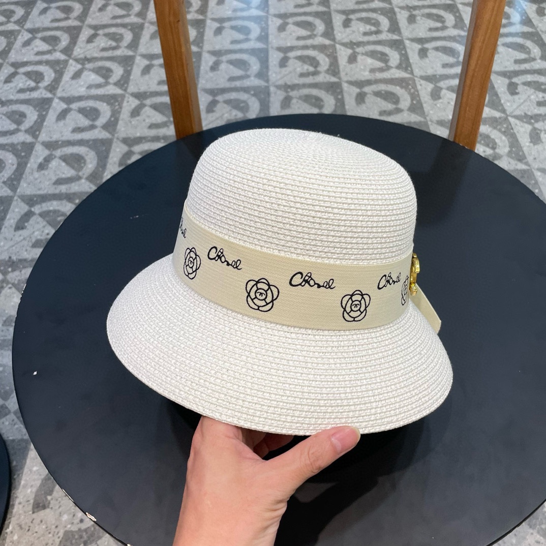    Chanel2024新款香奈儿名媛风草帽，沙滩🏖️帽，头围57cm