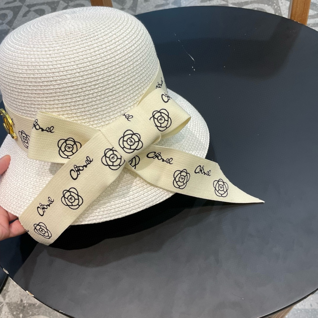    Chanel2024新款香奈儿名媛风草帽，沙滩🏖️帽，头围57cm