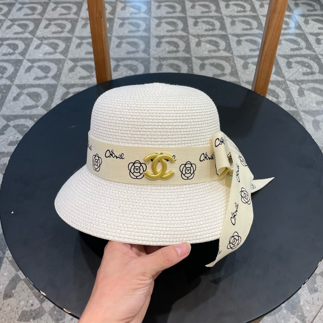    Chanel2024新款香奈儿名媛风草帽，沙滩🏖️帽，头围57cm