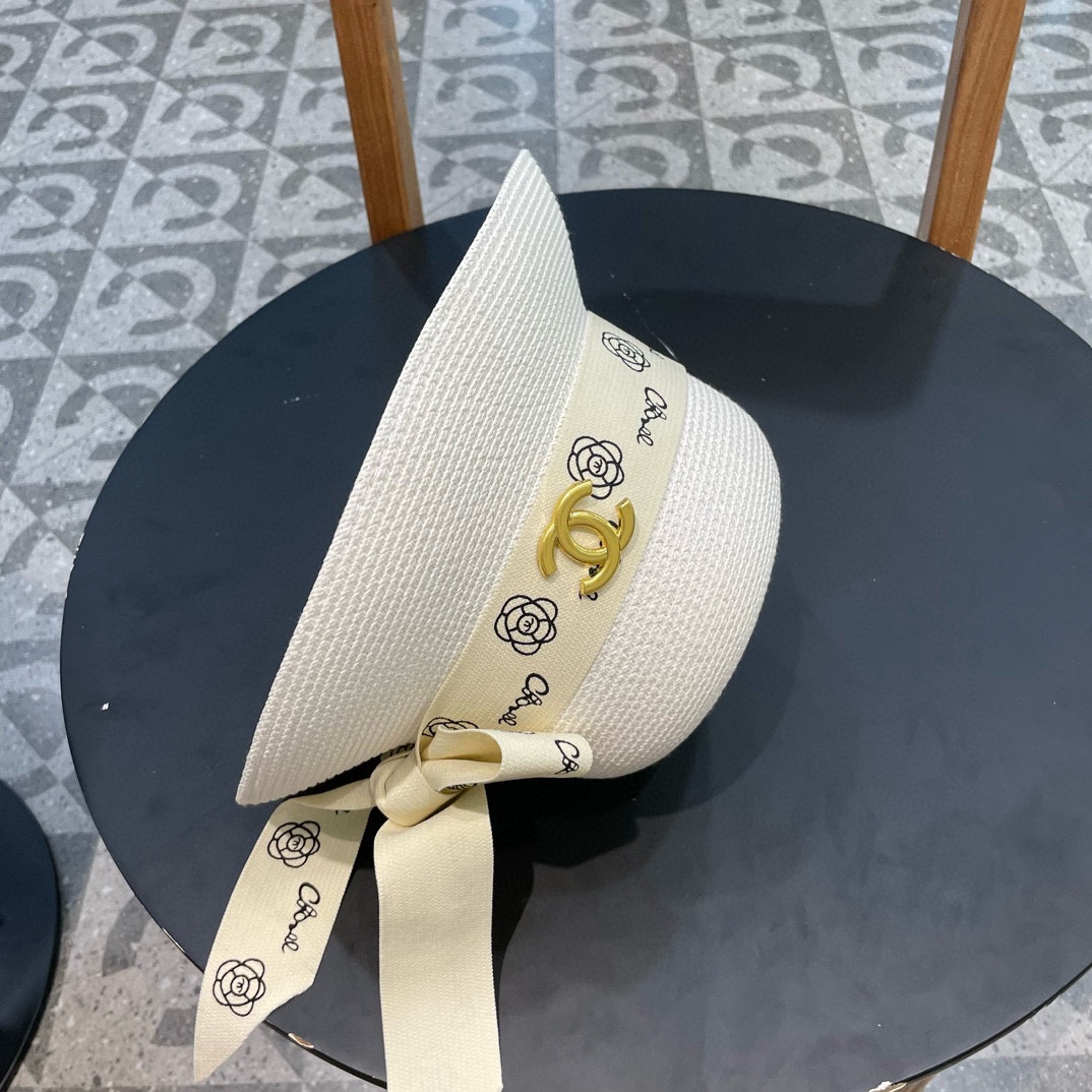    Chanel2024新款香奈儿名媛风草帽，沙滩🏖️帽，头围57cm