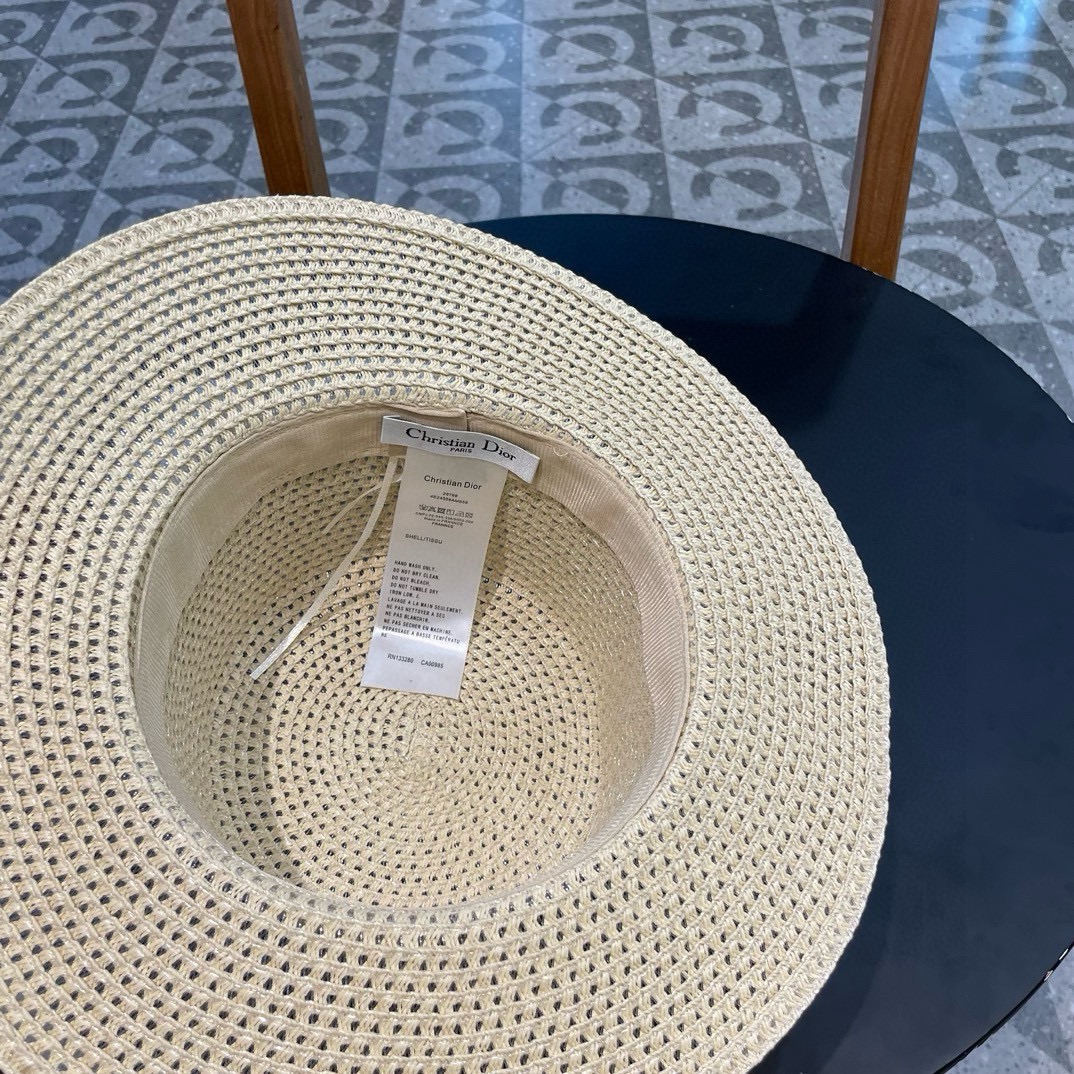  Dior迪奥 早春新款夏季新品赫本风优雅波点白色礼帽欧美平顶帽沙滩男女通用草帽出游遮阳帽