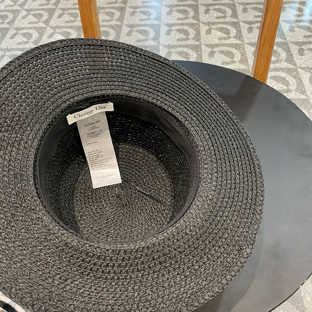  Dior迪奥 早春新款夏季新品赫本风优雅波点白色礼帽欧美平顶帽沙滩男女通用草帽出游遮阳帽