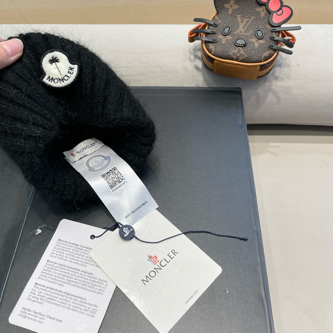 moncler秋冬韩版百搭兔毛针织帽保暖小头围麻花日系休闲纯色复古毛线帽潮