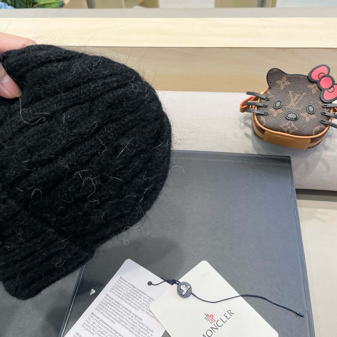moncler秋冬韩版百搭兔毛针织帽保暖小头围麻花日系休闲纯色复古毛线帽潮