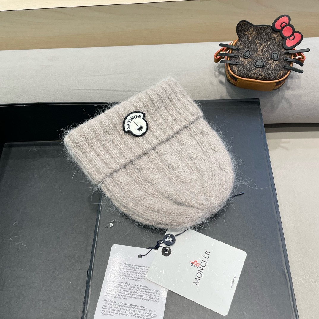 moncler秋冬韩版百搭兔毛针织帽保暖小头围麻花日系休闲纯色复古毛线帽潮