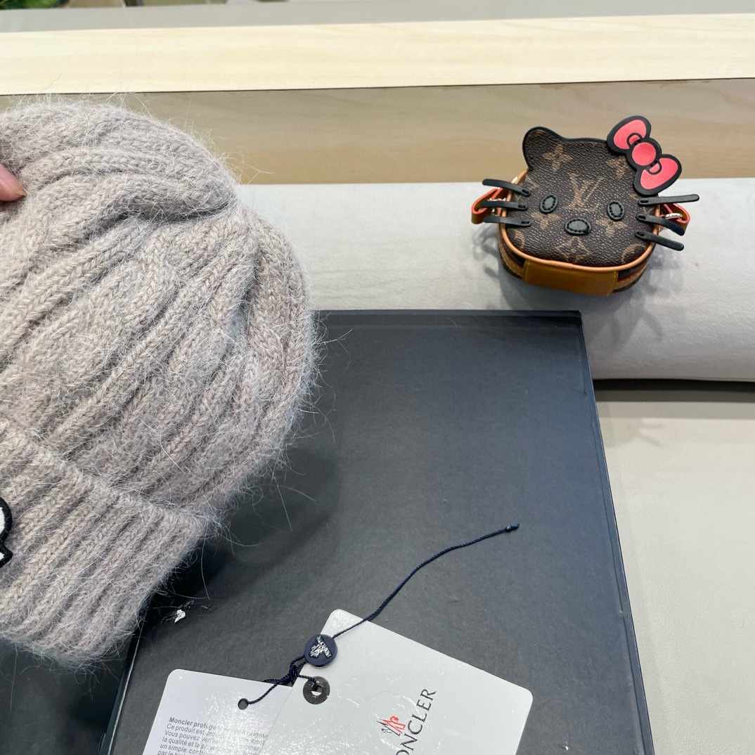 moncler秋冬韩版百搭兔毛针织帽保暖小头围麻花日系休闲纯色复古毛线帽潮