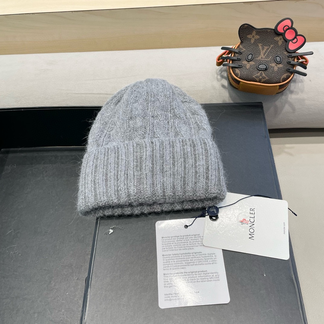 moncler秋冬韩版百搭兔毛针织帽保暖小头围麻花日系休闲纯色复古毛线帽潮