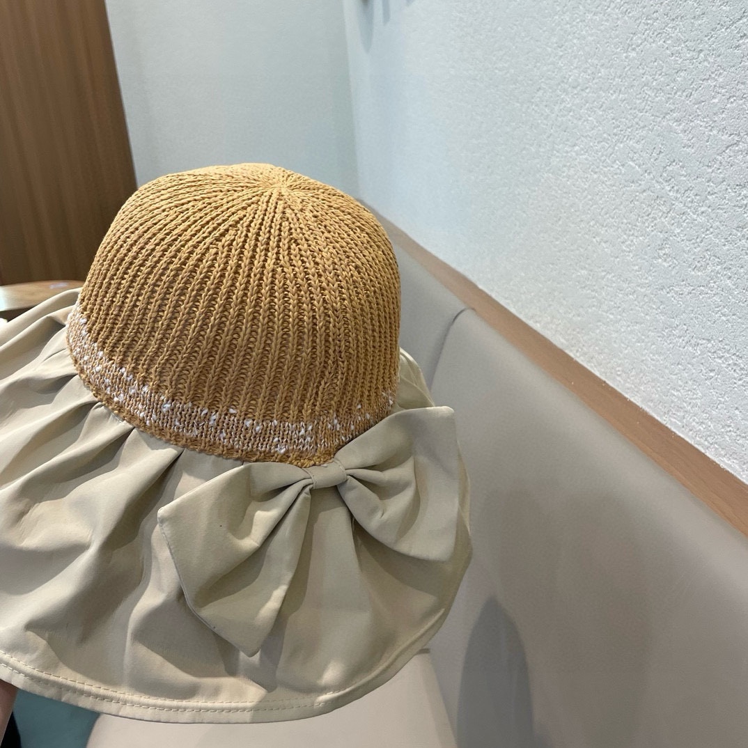  Chanel香奈儿新款 大檐防晒帽子女春夏防紫外线拼接时尚简约蝴蝶结太阳帽