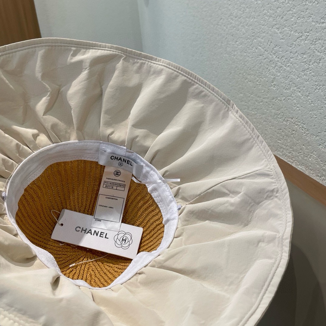  Chanel香奈儿新款 大檐防晒帽子女春夏防紫外线拼接时尚简约蝴蝶结太阳帽