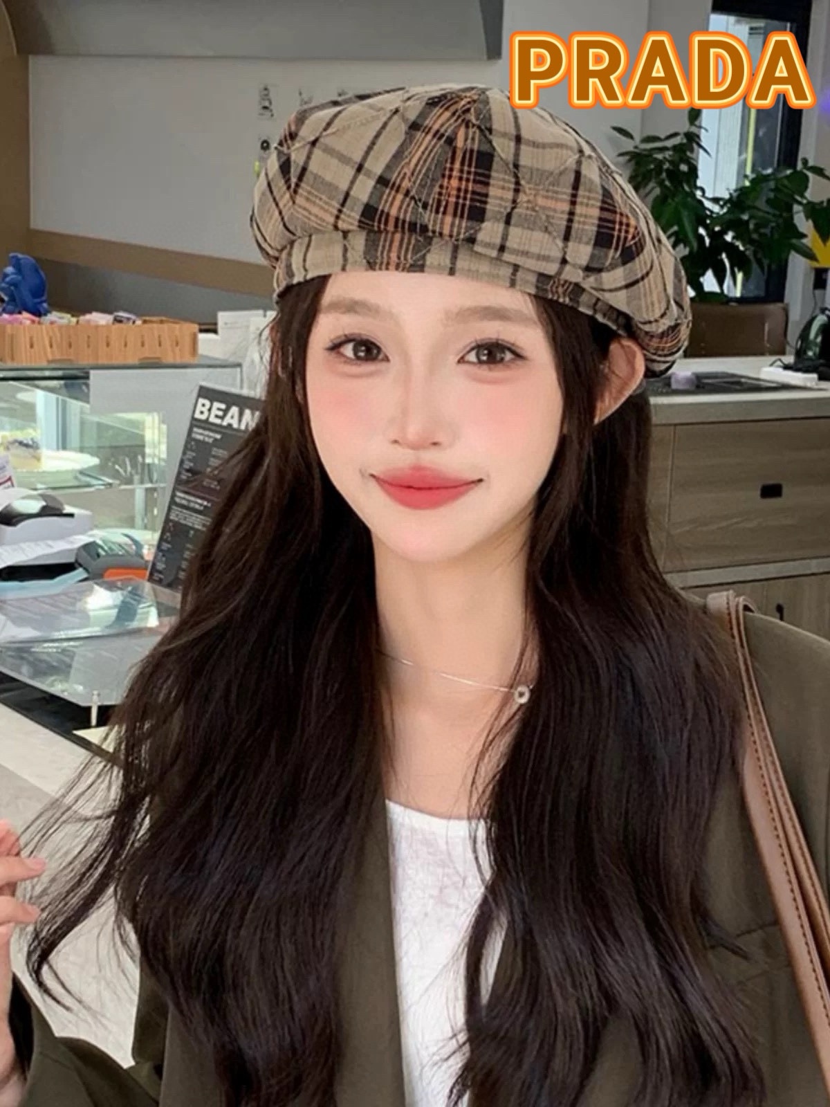 NO:214869,PRADA Prada retro checked beret women's spring and autumn thin style fashionable and versatile face showing small pumpkin hat concave shape octagonal hat fisherman hat baseball hat knit hat, hat, prada, prada, espadrilles, hats19860909PRADA普拉达复古格纹贝雷帽女春秋薄款时髦百搭显脸小南瓜帽凹造型八角帽帽子渔夫帽棒球帽针织帽,帽子,prada,prada,espadrilles,hats,hat