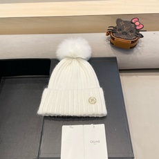 塞琳Celine迪丽热巴同款针织帽子秋冬新款女士毛线帽仿狐狸毛球球加厚保暖帽 塞琳Celine迪丽热巴同款针织帽子秋冬新款女士毛线帽仿狐狸毛球球加厚保暖帽
