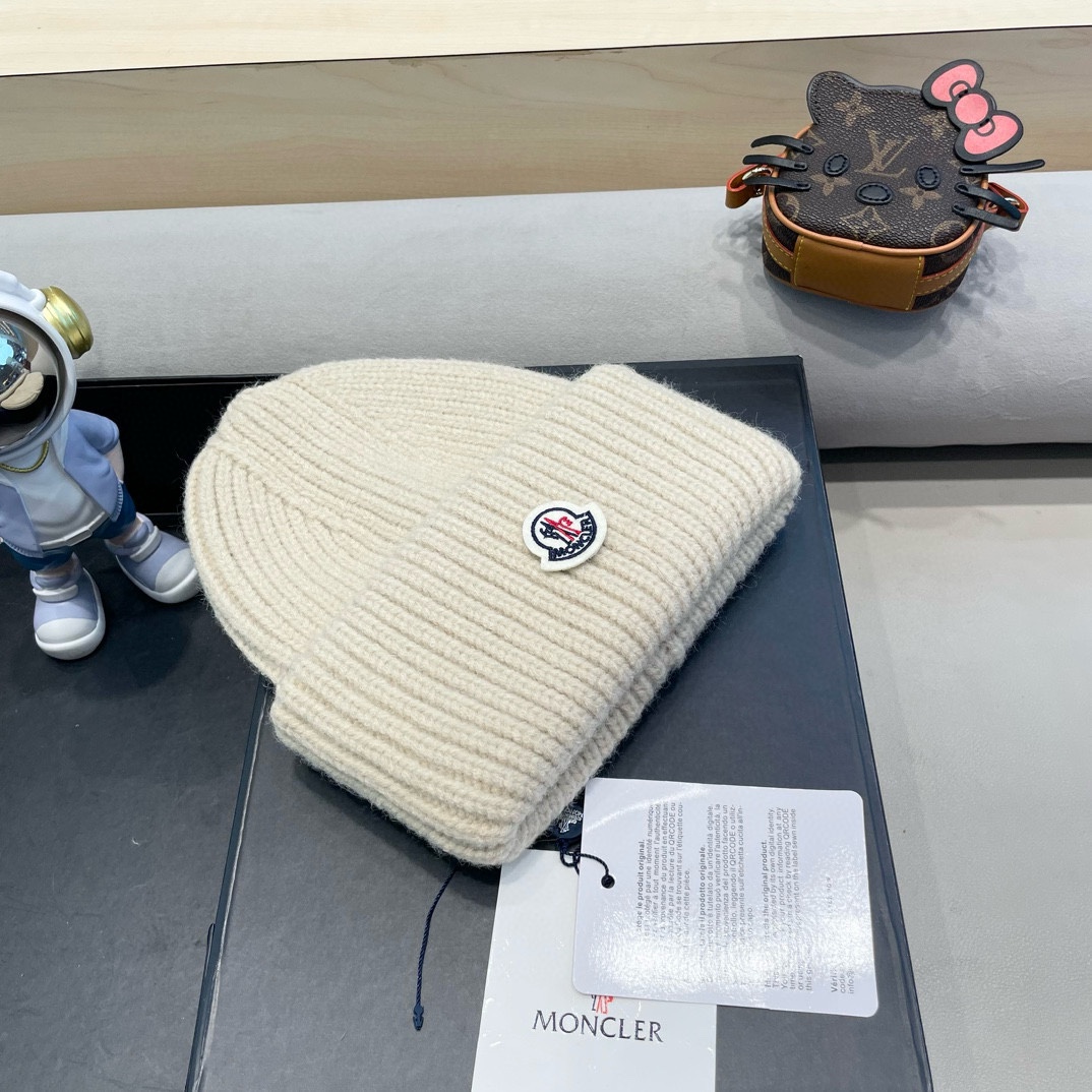  【MONCLER蒙口秋冬三针光板双翻边保暖加厚男士针织帽户外护耳毛线帽女