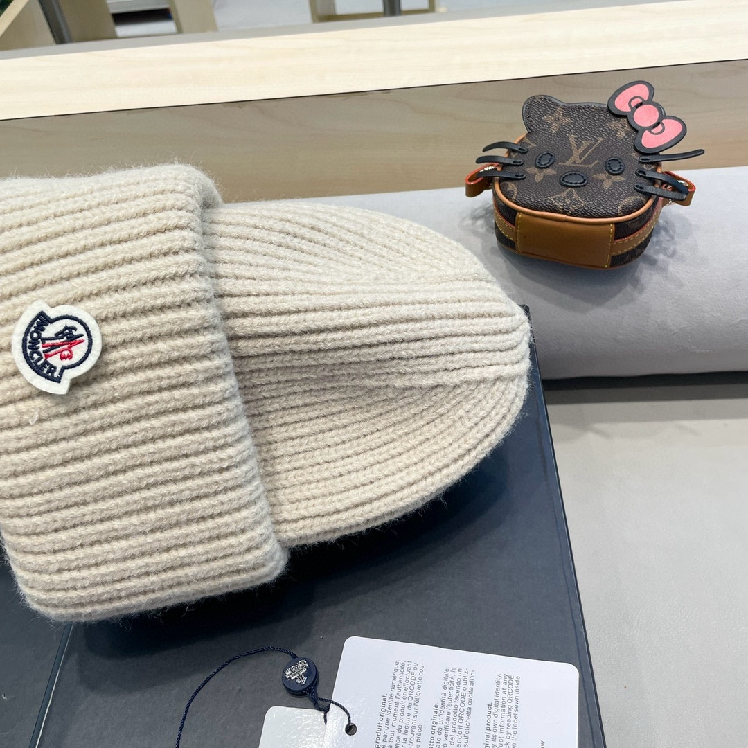  【MONCLER蒙口秋冬三针光板双翻边保暖加厚男士针织帽户外护耳毛线帽女