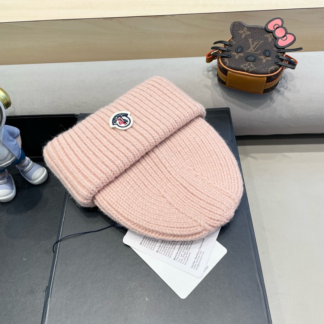  【MONCLER蒙口秋冬三针光板双翻边保暖加厚男士针织帽户外护耳毛线帽女