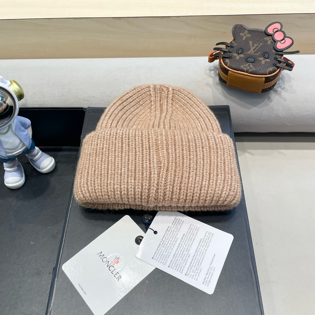  【MONCLER蒙口秋冬三针光板双翻边保暖加厚男士针织帽户外护耳毛线帽女