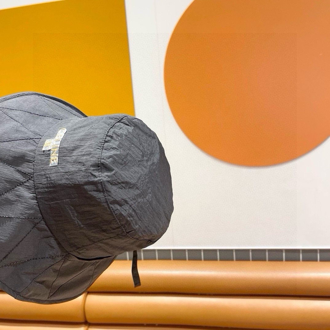 CELINE赛琳素颜线条简约渔夫帽女春夏防晒蝴蝶结大檐盆帽户外遮阳布帽潮