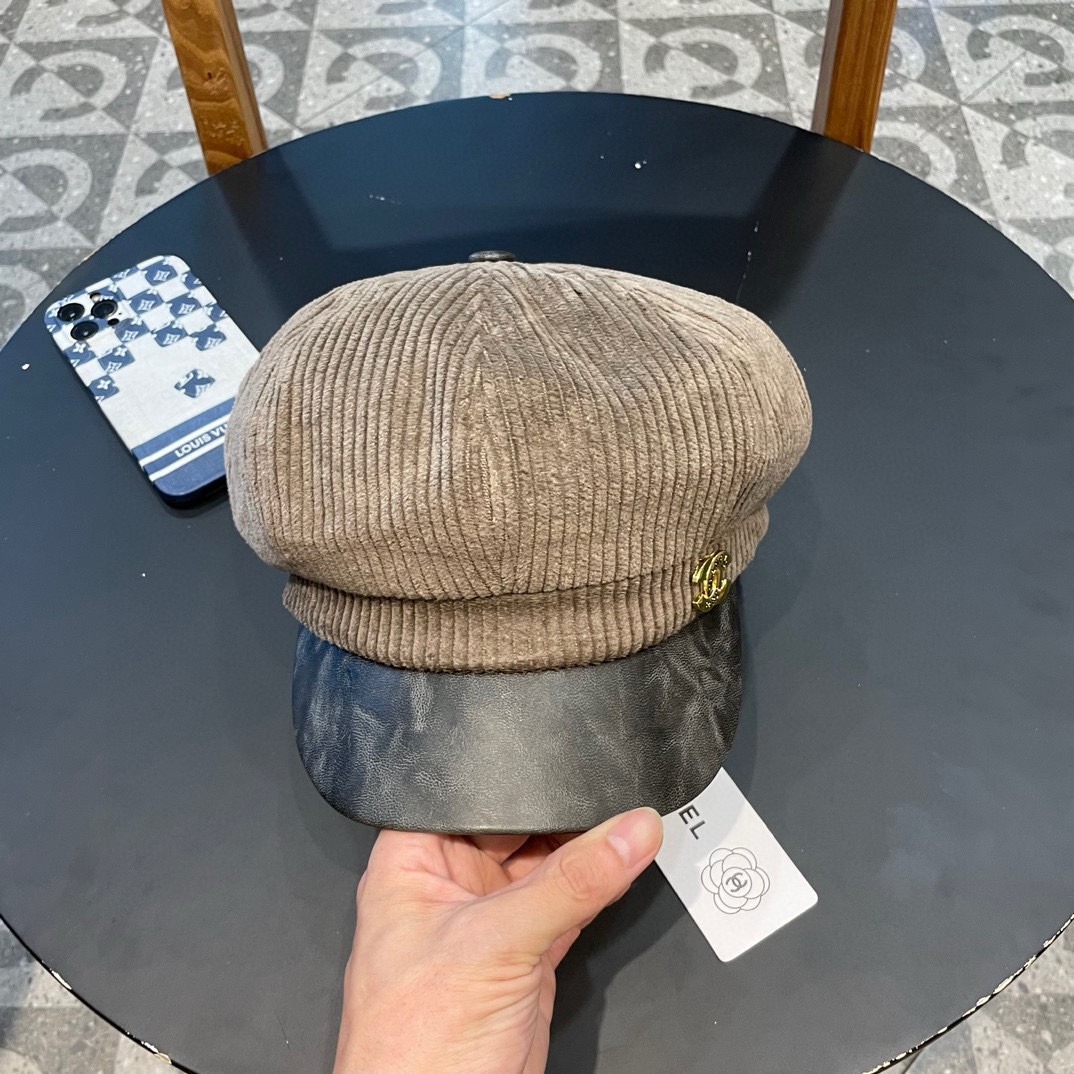  Chanel 灯芯绒八角报童帽子女秋冬SPany韩国时尚饱满有型显脸小贝雷帽潮