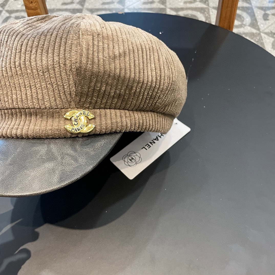  Chanel 灯芯绒八角报童帽子女秋冬SPany韩国时尚饱满有型显脸小贝雷帽潮