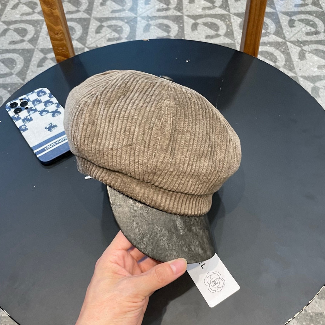  Chanel 灯芯绒八角报童帽子女秋冬SPany韩国时尚饱满有型显脸小贝雷帽潮