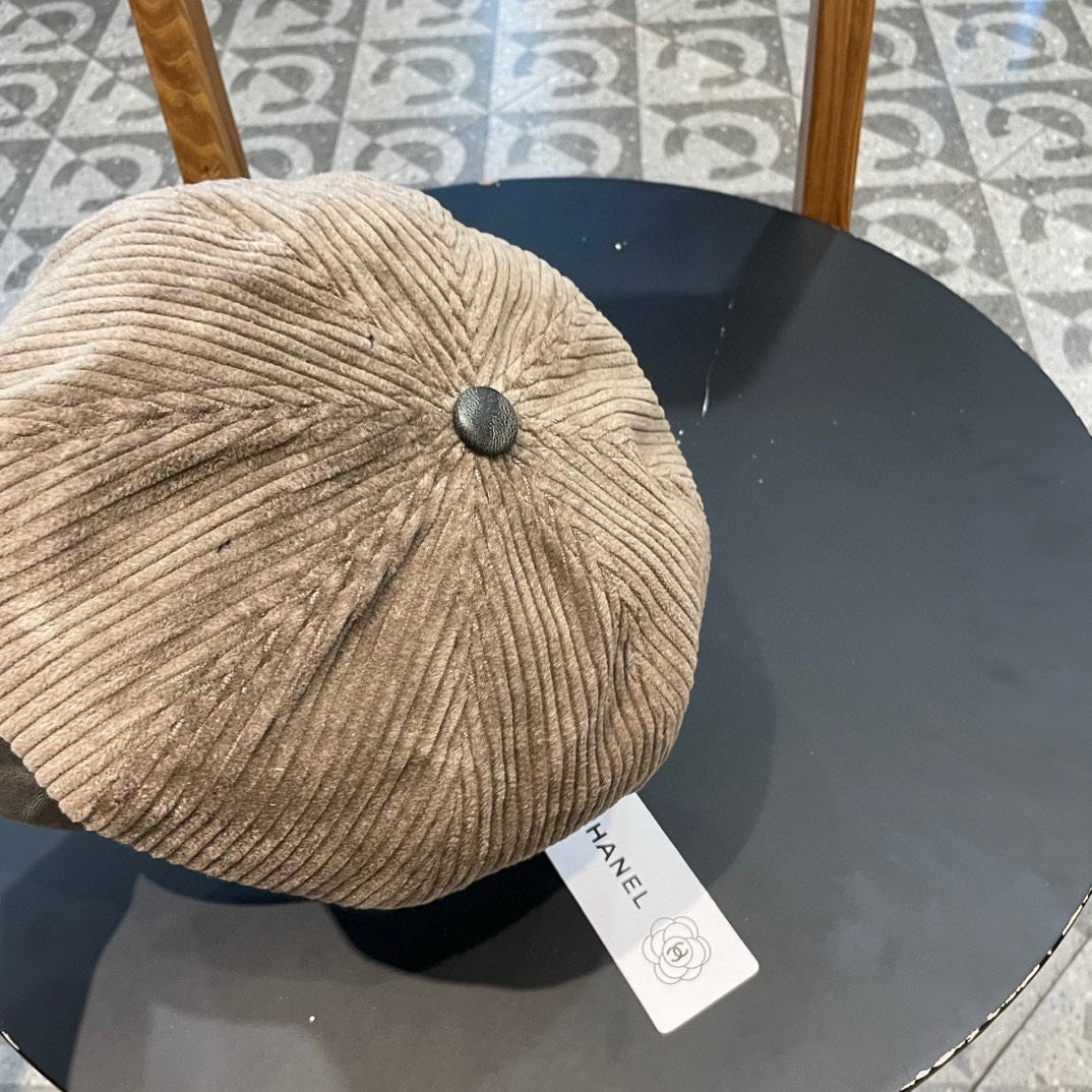  Chanel 灯芯绒八角报童帽子女秋冬SPany韩国时尚饱满有型显脸小贝雷帽潮