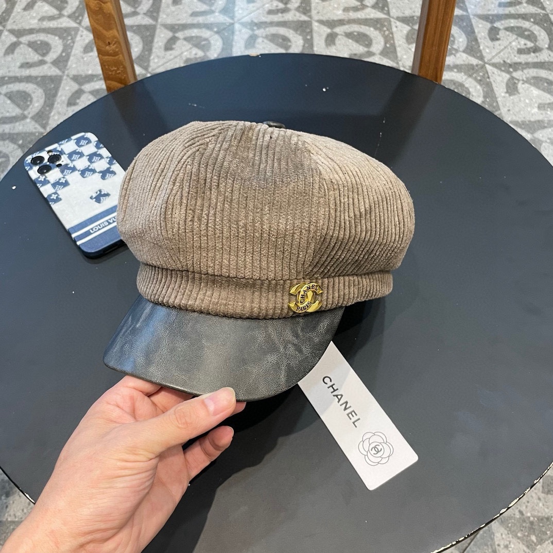  Chanel 灯芯绒八角报童帽子女秋冬SPany韩国时尚饱满有型显脸小贝雷帽潮