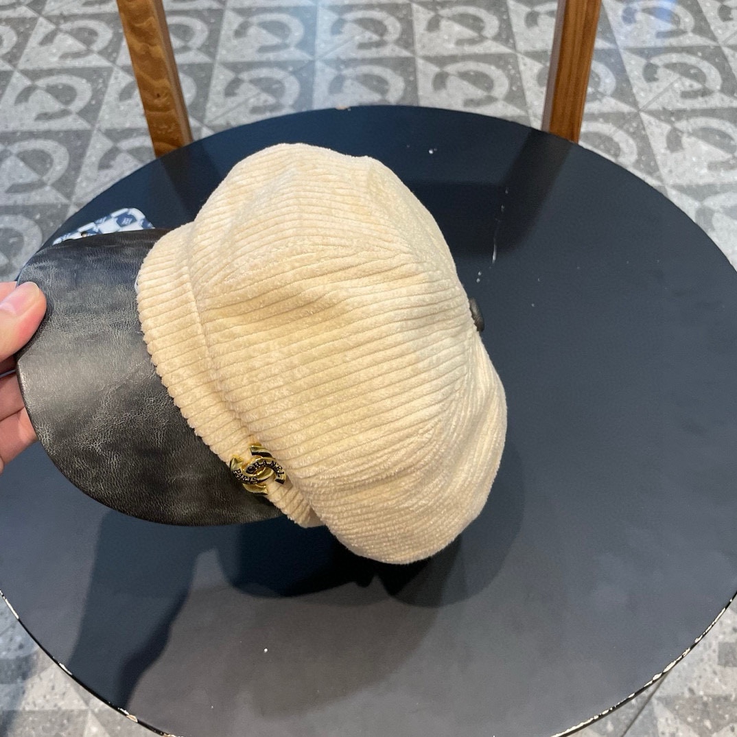  Chanel 灯芯绒八角报童帽子女秋冬SPany韩国时尚饱满有型显脸小贝雷帽潮