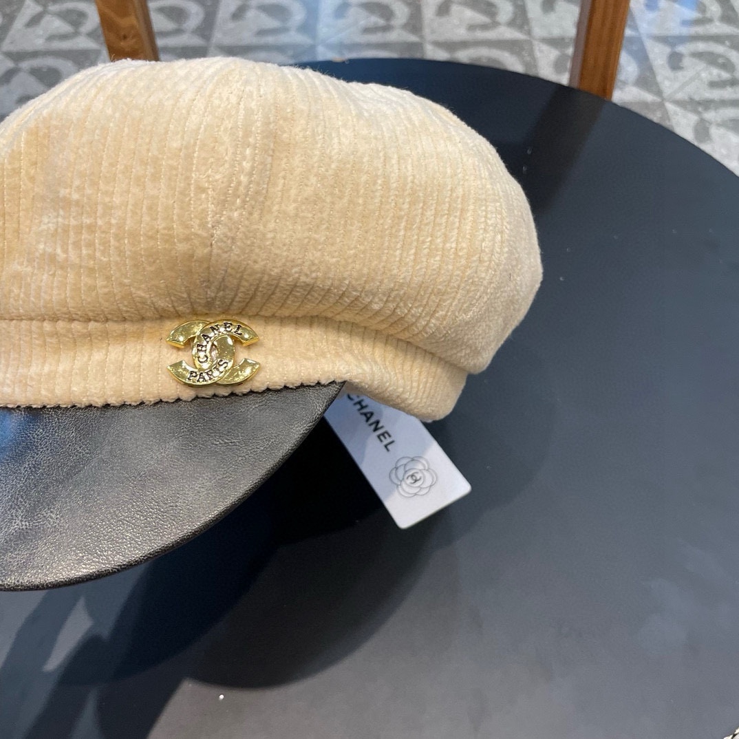  Chanel 灯芯绒八角报童帽子女秋冬SPany韩国时尚饱满有型显脸小贝雷帽潮