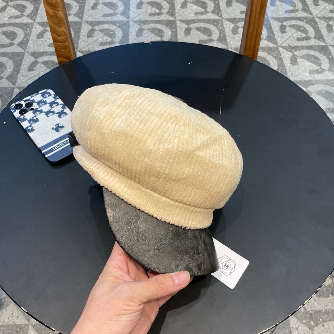  Chanel 灯芯绒八角报童帽子女秋冬SPany韩国时尚饱满有型显脸小贝雷帽潮