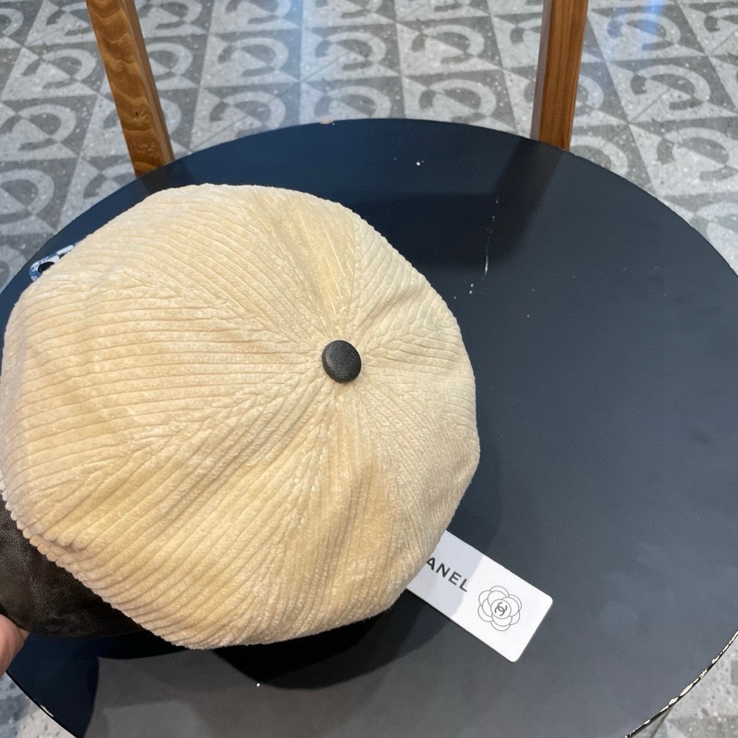  Chanel 灯芯绒八角报童帽子女秋冬SPany韩国时尚饱满有型显脸小贝雷帽潮