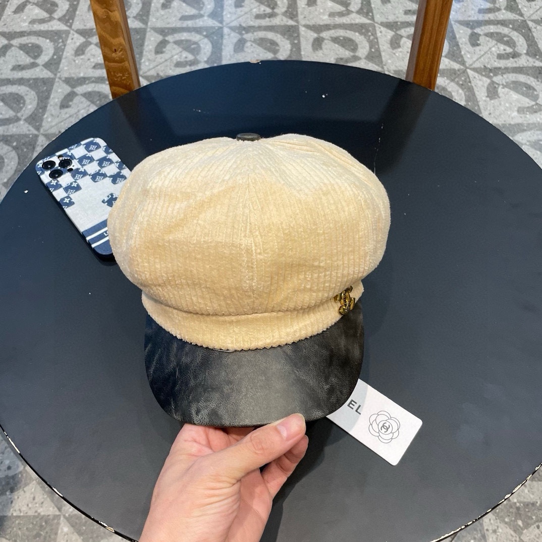  Chanel 灯芯绒八角报童帽子女秋冬SPany韩国时尚饱满有型显脸小贝雷帽潮