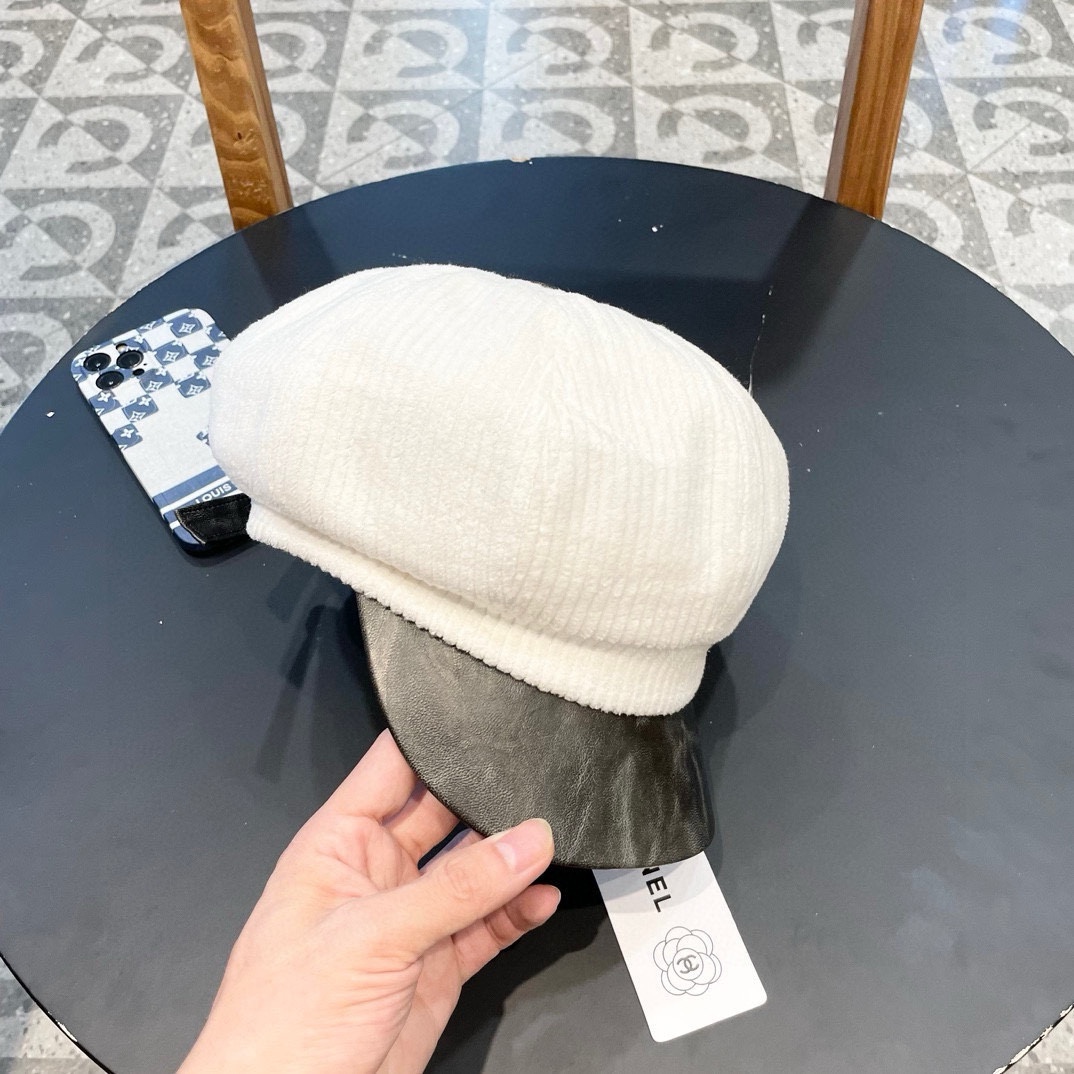  Chanel 灯芯绒八角报童帽子女秋冬SPany韩国时尚饱满有型显脸小贝雷帽潮