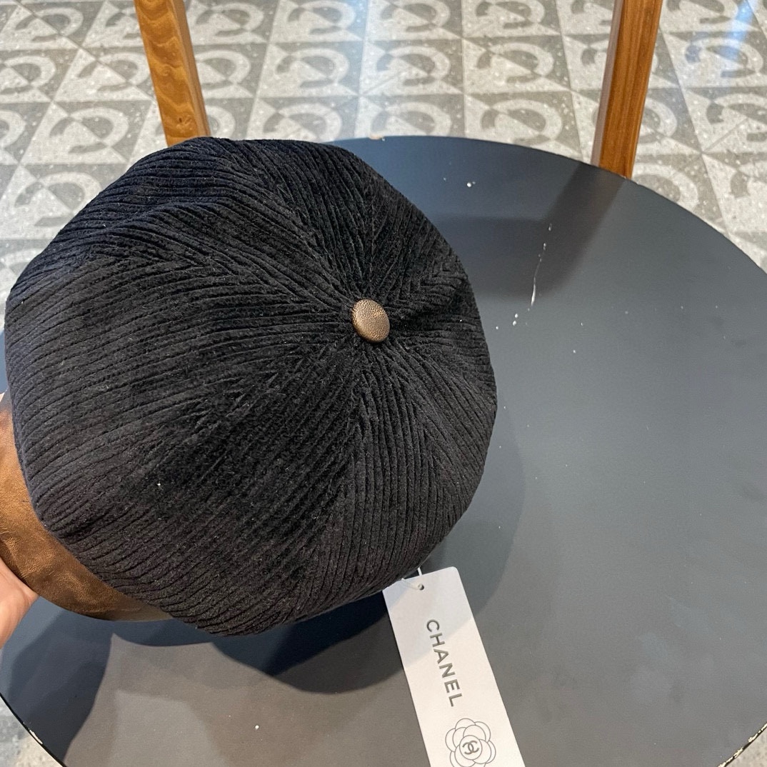  Chanel 灯芯绒八角报童帽子女秋冬SPany韩国时尚饱满有型显脸小贝雷帽潮