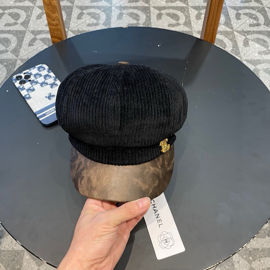  Chanel 灯芯绒八角报童帽子女秋冬SPany韩国时尚饱满有型显脸小贝雷帽潮