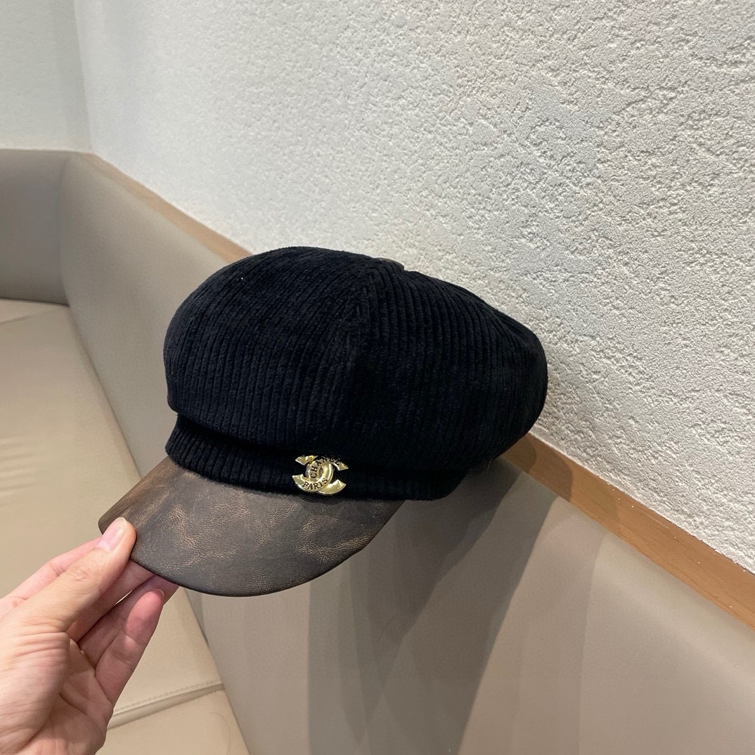  Chanel 灯芯绒八角报童帽子女秋冬SPany韩国时尚饱满有型显脸小贝雷帽潮