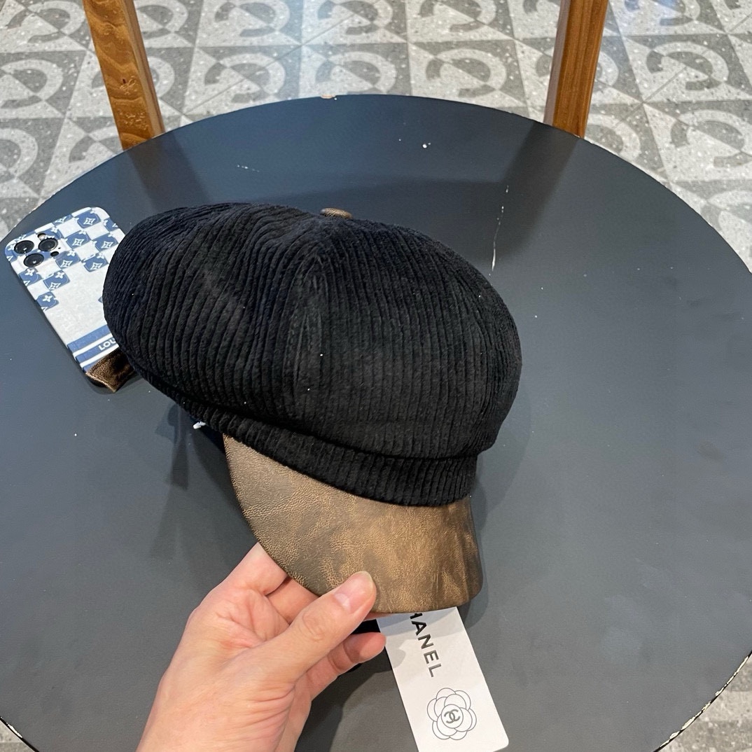  Chanel 灯芯绒八角报童帽子女秋冬SPany韩国时尚饱满有型显脸小贝雷帽潮