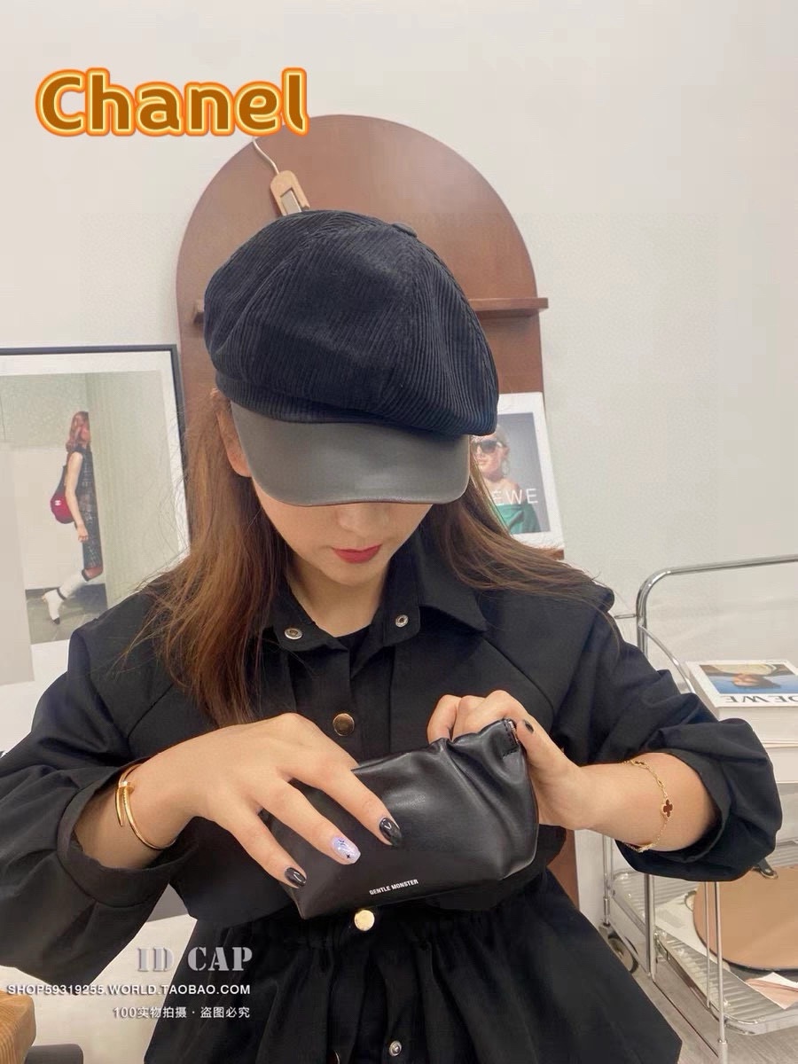  Chanel 灯芯绒八角报童帽子女秋冬SPany韩国时尚饱满有型显脸小贝雷帽潮