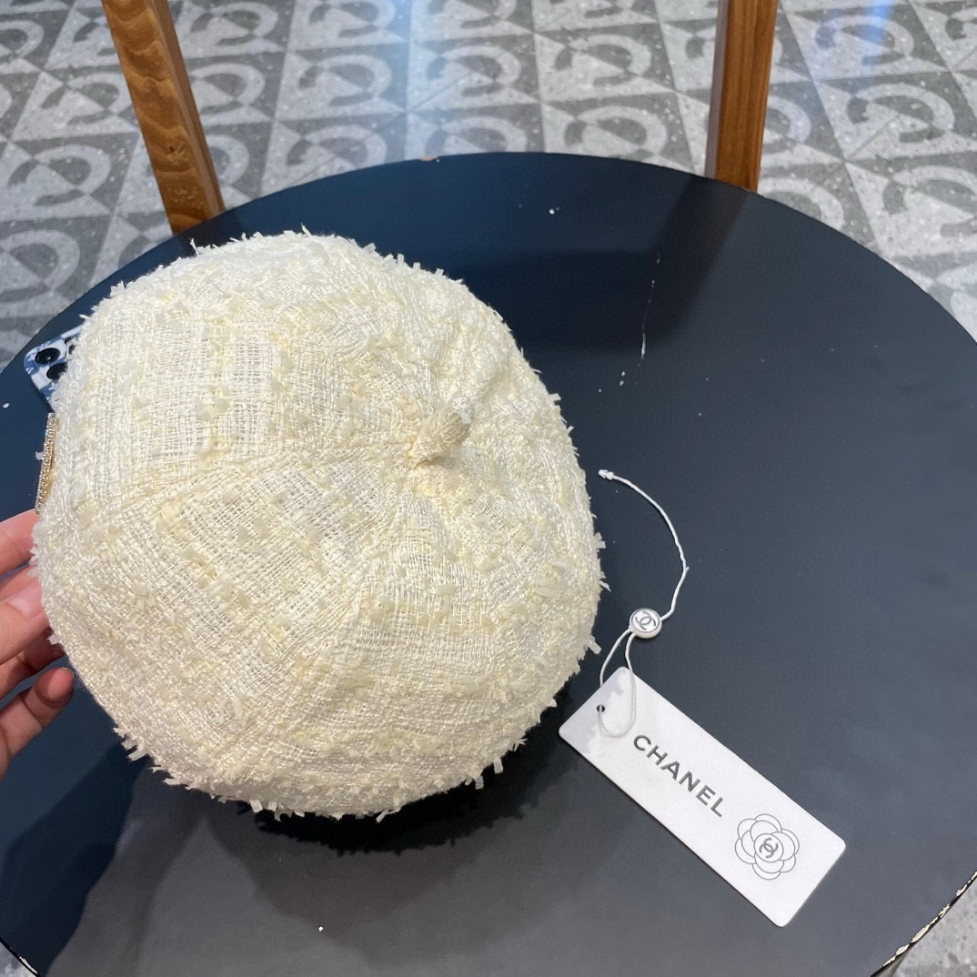Chanel格子网红贝雷帽女百搭夏季薄款大头围复古帽子夏天画家八角帽黑色