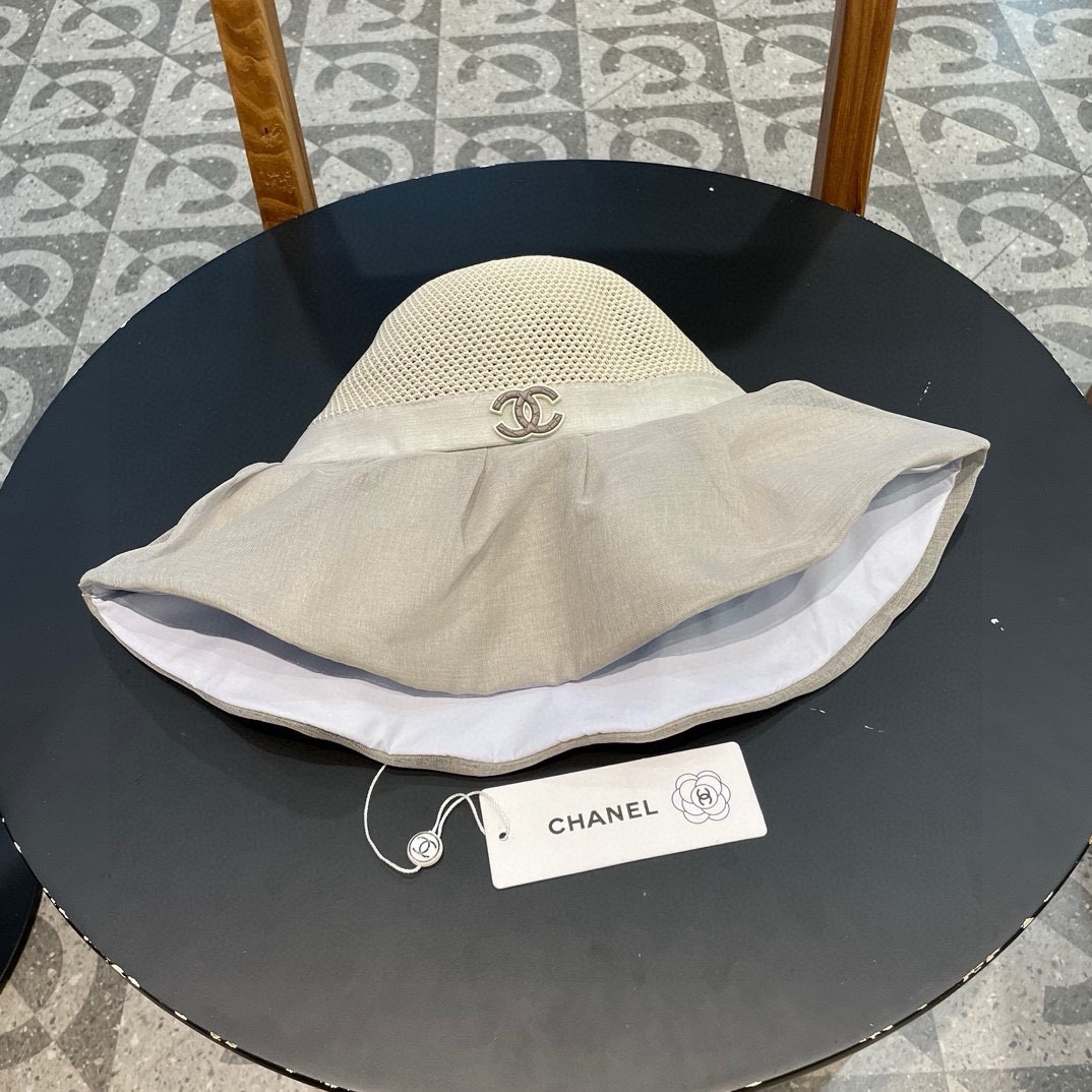 香奈儿Chanel春夏欧根纱大蝴蝶结草帽遮阳帽女可折叠蝴蝶结优雅出游度假渔夫帽