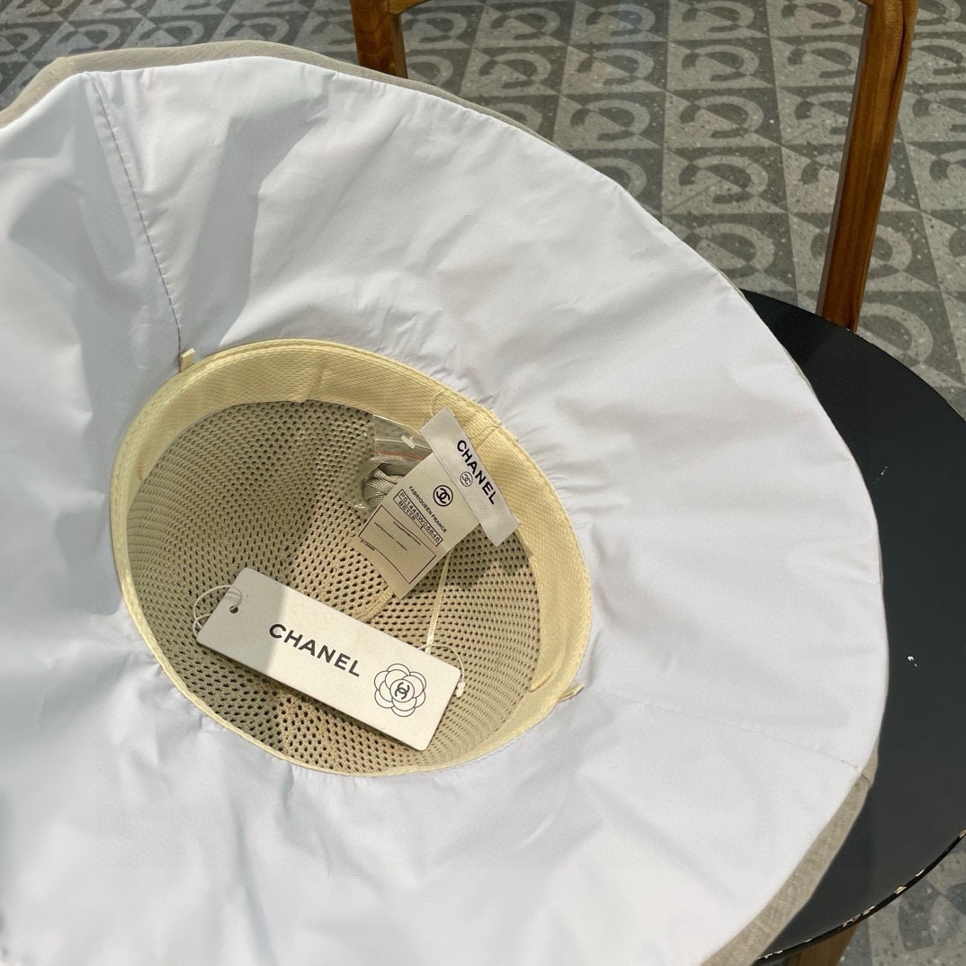 香奈儿Chanel春夏欧根纱大蝴蝶结草帽遮阳帽女可折叠蝴蝶结优雅出游度假渔夫帽