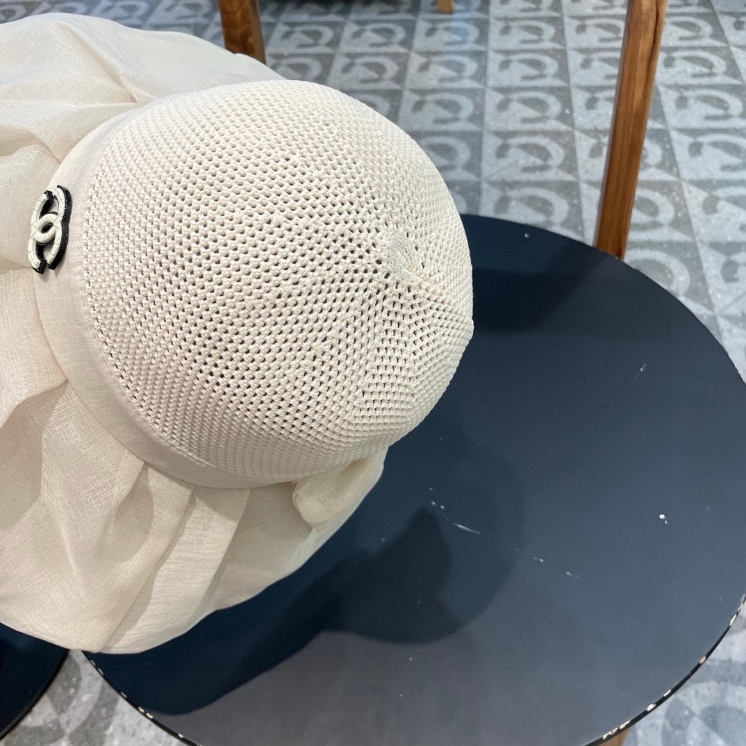 香奈儿Chanel春夏欧根纱大蝴蝶结草帽遮阳帽女可折叠蝴蝶结优雅出游度假渔夫帽