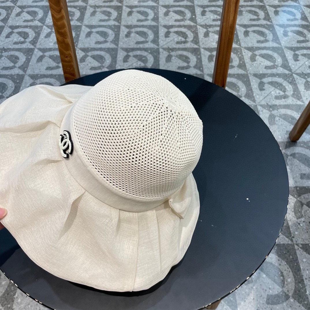 香奈儿Chanel春夏欧根纱大蝴蝶结草帽遮阳帽女可折叠蝴蝶结优雅出游度假渔夫帽