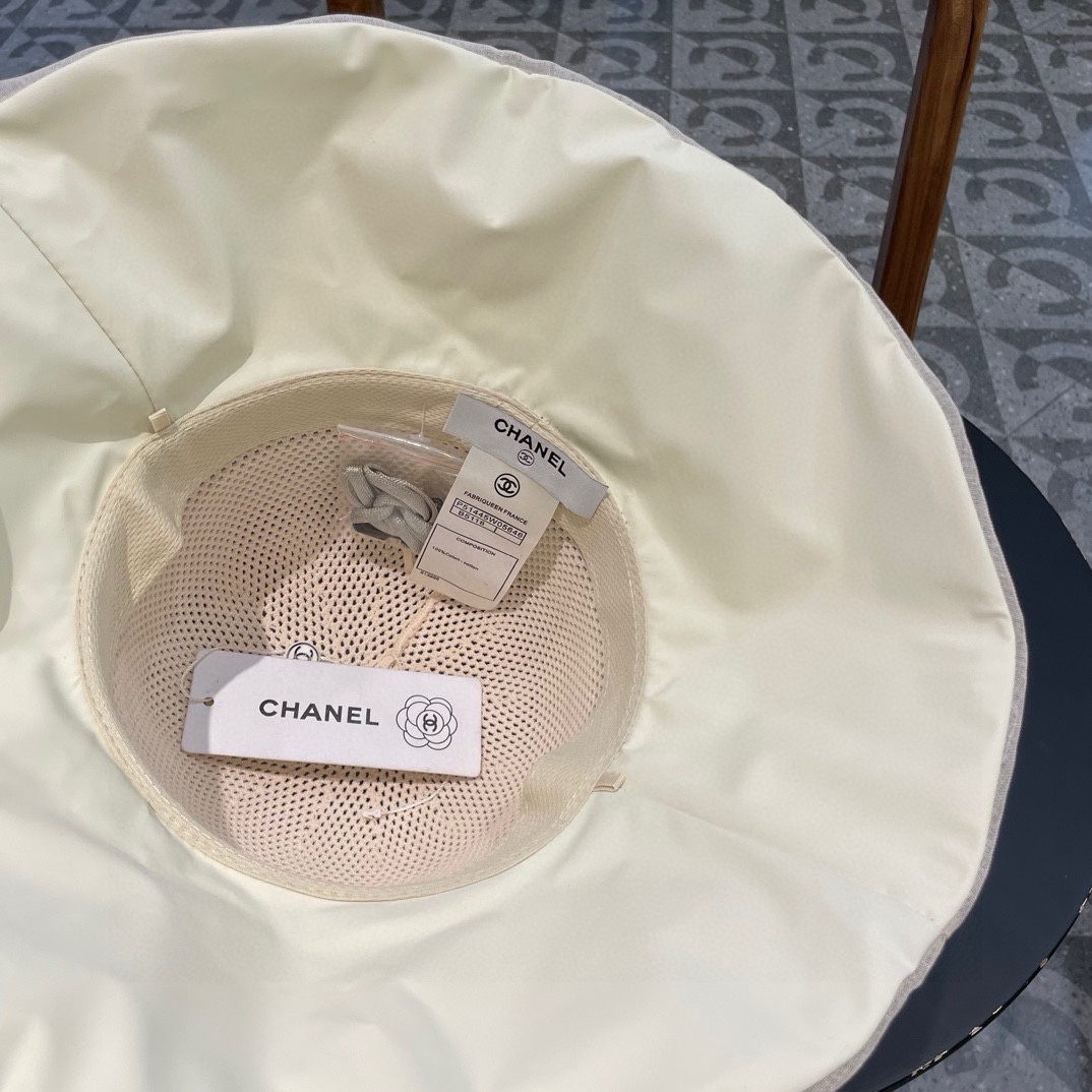 香奈儿Chanel春夏欧根纱大蝴蝶结草帽遮阳帽女可折叠蝴蝶结优雅出游度假渔夫帽