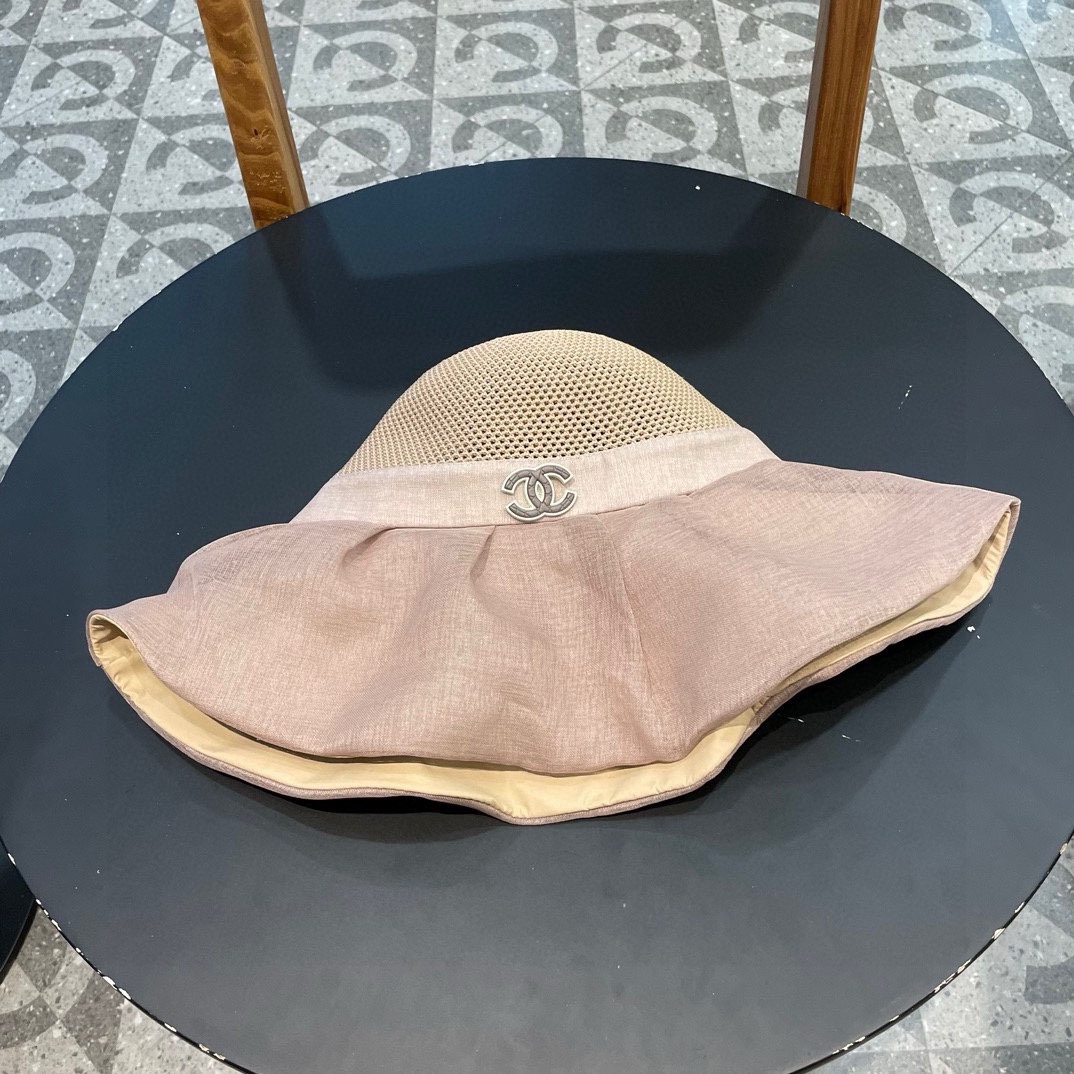 香奈儿Chanel春夏欧根纱大蝴蝶结草帽遮阳帽女可折叠蝴蝶结优雅出游度假渔夫帽