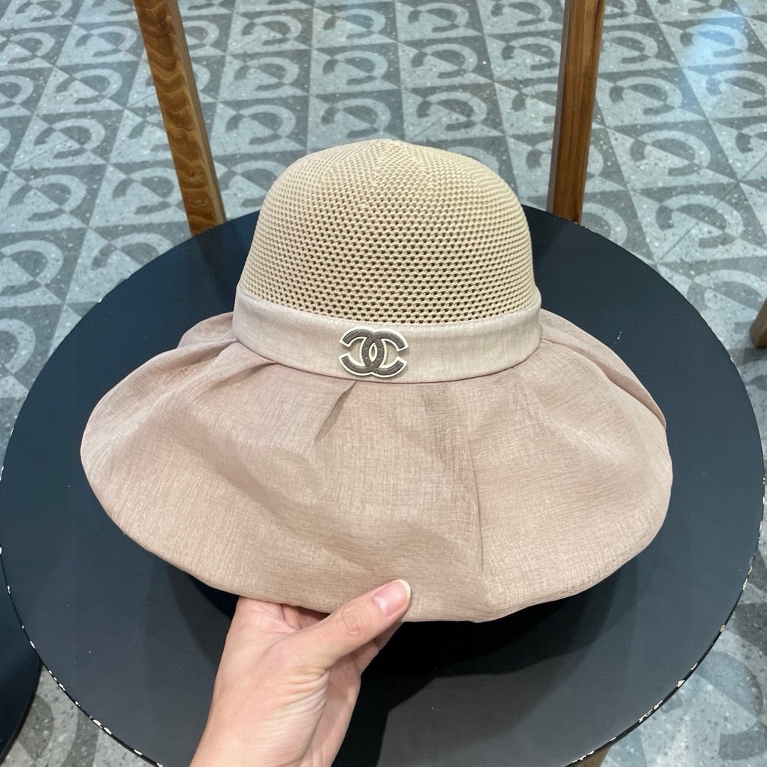 香奈儿Chanel春夏欧根纱大蝴蝶结草帽遮阳帽女可折叠蝴蝶结优雅出游度假渔夫帽