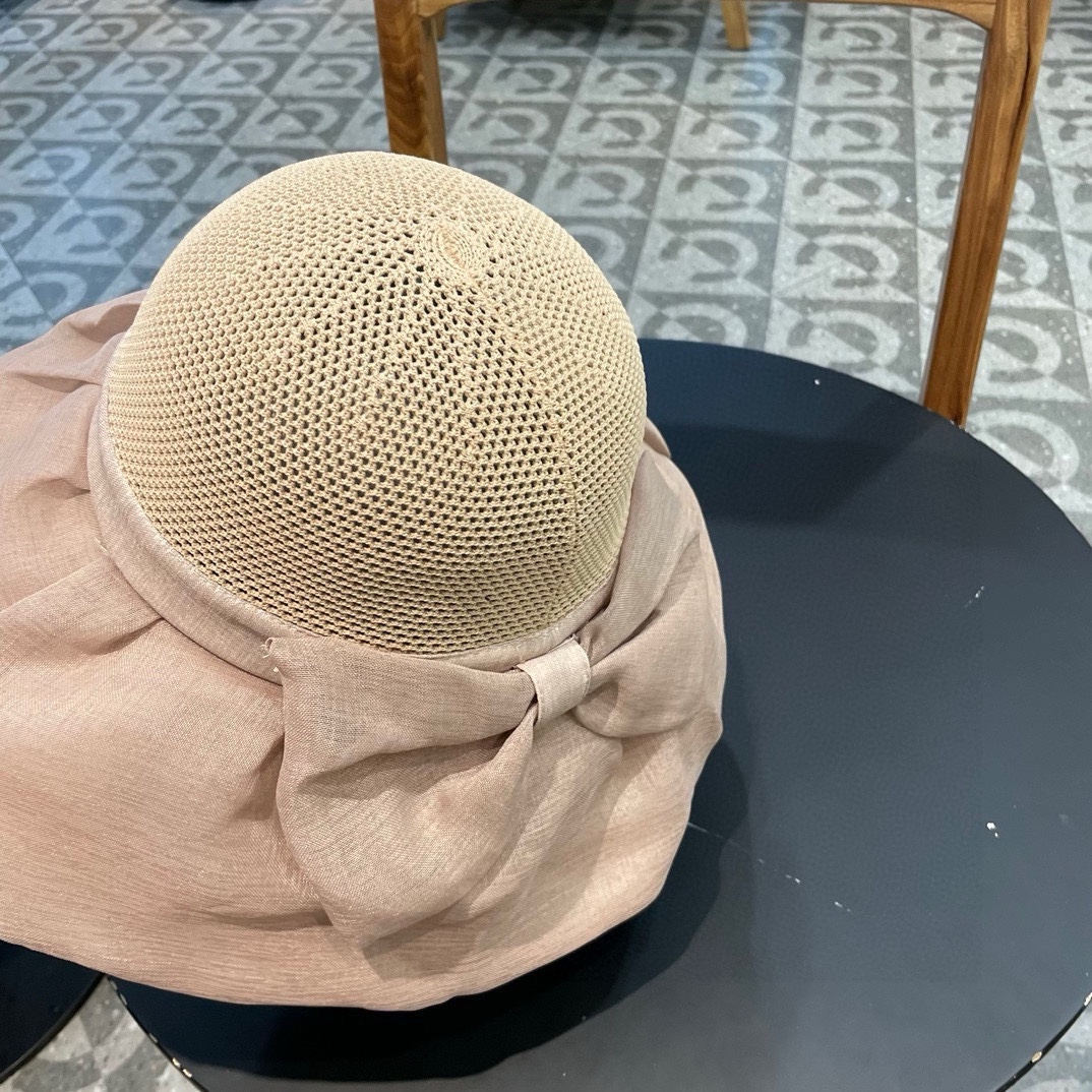 香奈儿Chanel春夏欧根纱大蝴蝶结草帽遮阳帽女可折叠蝴蝶结优雅出游度假渔夫帽